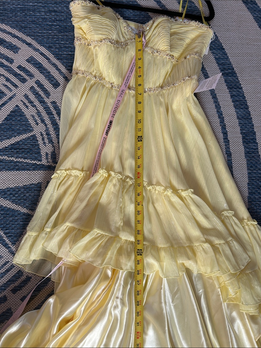 Mac Duggal Lemon Gown with Sparkling Accents - Picture 11 of 11
